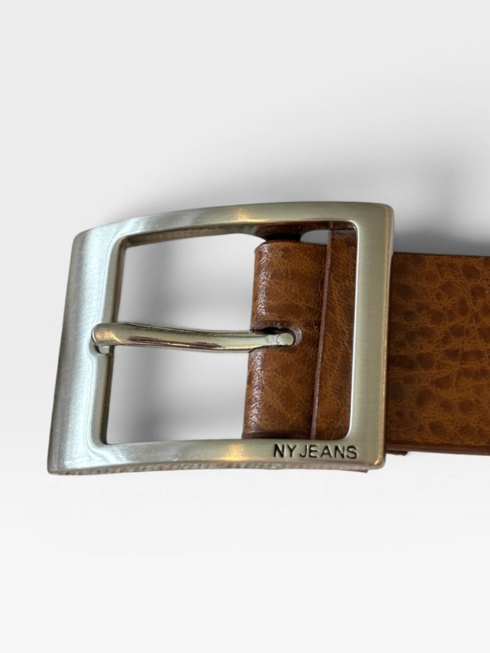 New York & Company Brown Textured Belt Silver Buckle Size Medium 37” - Picture 5 of 13